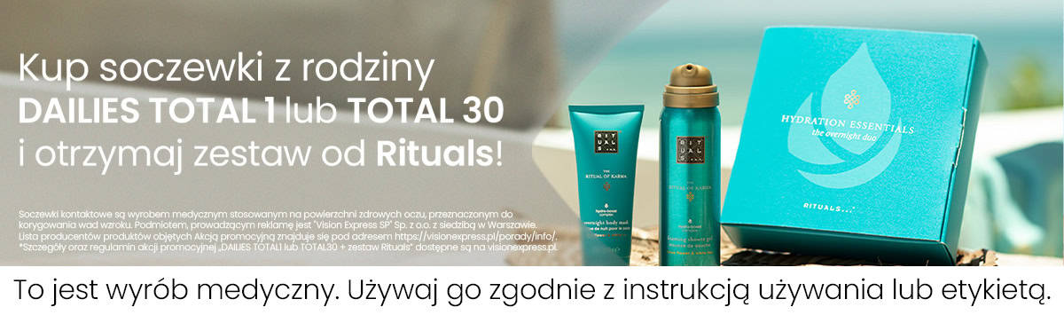 Grafika w artykule - KUP soczewki z Wodną Powierzchnią DAILIES TOTAL1 lub TOTAL30 i otrzymaj w prezencie zestaw kosmetyków Rituals*!