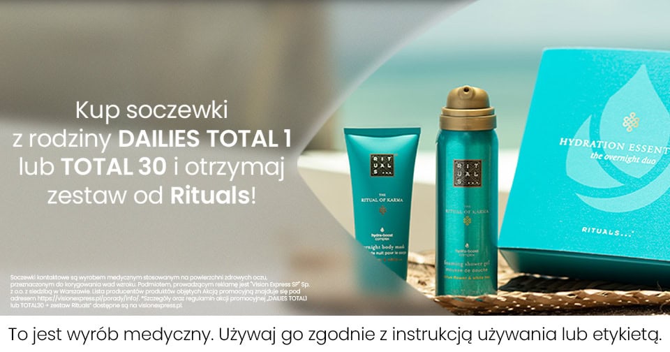 Grafika w artykule - KUP soczewki z Wodną Powierzchnią DAILIES TOTAL1 lub TOTAL30 i otrzymaj w prezencie zestaw kosmetyków Rituals*!