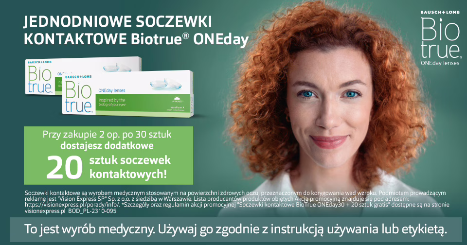 Obraz główny do promocji - Kup 2 opakowania soczewek BioTrue po 30 sztuk i otrzymaj 20 soczewek gratis!