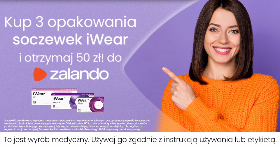 Obraz główny do promocji - Kup 3 opakowania soczewek iWear i otrzymaj e‑kod do Zalando o wartości 50 zł!
