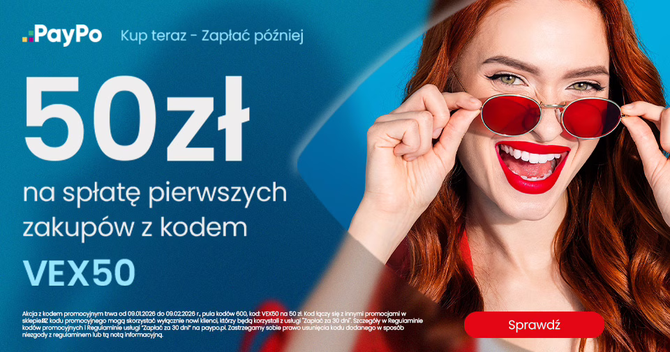 Obraz główny do promocji - 50 zł na spłatę pierwszych zakupów z kodem VEX50!