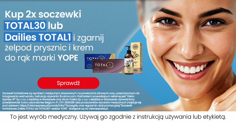 Grafika w artykule - Wybierz soczewki kontaktowe TOTAL30 lub DAILIES TOTAL1 i otrzymaj zestaw kosmetyków YOPE!