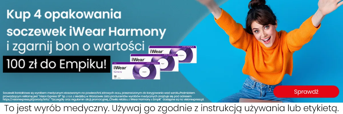 Grafika w artykule - Soczewki kontaktowe iWear Harmony x 100 zł do EMPIK!
