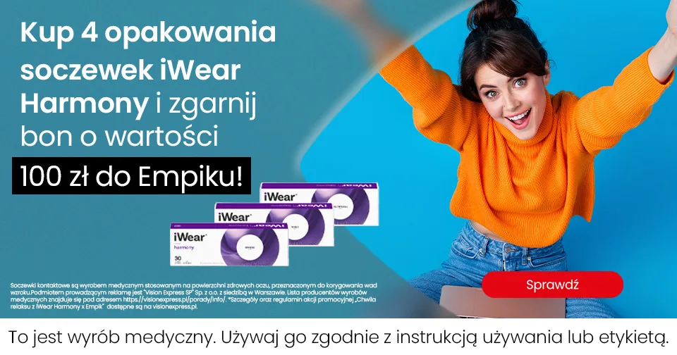 Obraz główny do promocji - Kup 4 opakowania iWear Harmony i odbierz 100 zł do Empik!